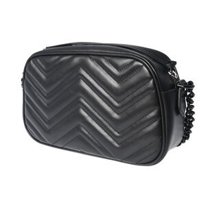 Gucci Saw Black Leather GG Marmont Bag Shoulder